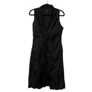 Eileen Fisher Black Steel Satin Tie Front Dress